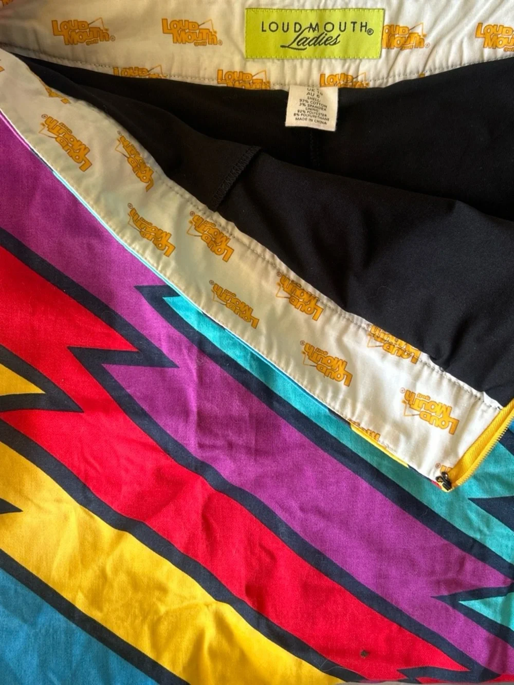 Loudmouth Multi Colored Zig Zag 90’s Mini Skirt With Shorts